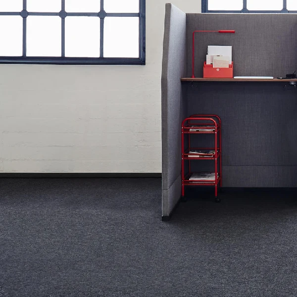 Dark charcoal industrial carpet in a modern office.